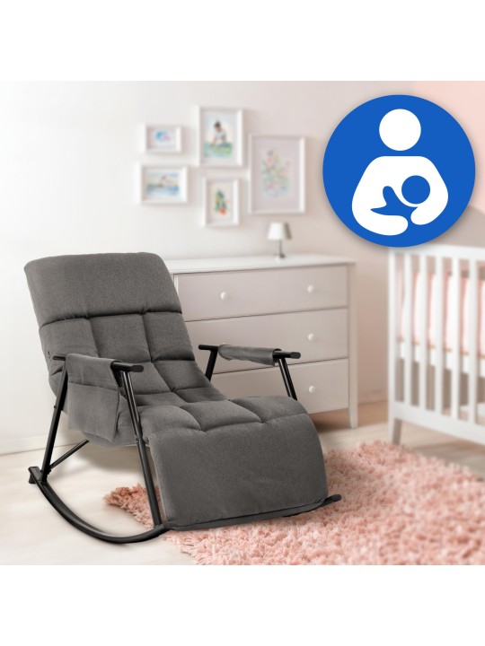 Fauteuil à bascule Cathy tissu, gris foncé