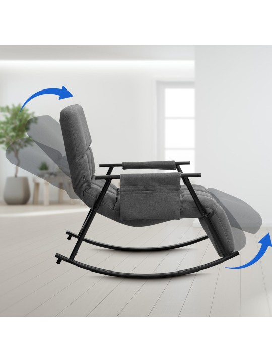 Fauteuil à bascule Cathy tissu, gris foncé