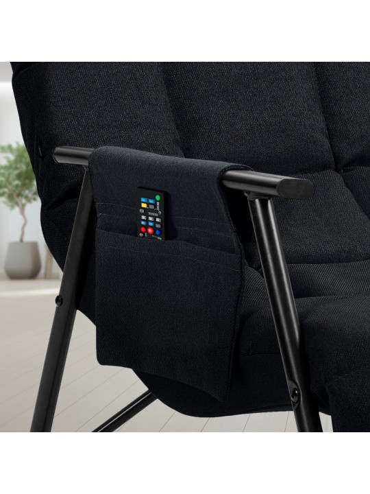 Fauteuil à bascule Cathy tissu, noir