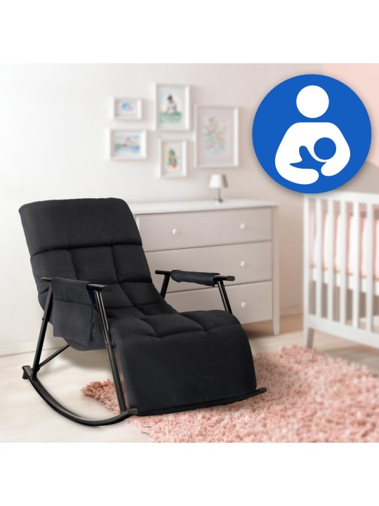 Fauteuil à bascule Cathy tissu, noir