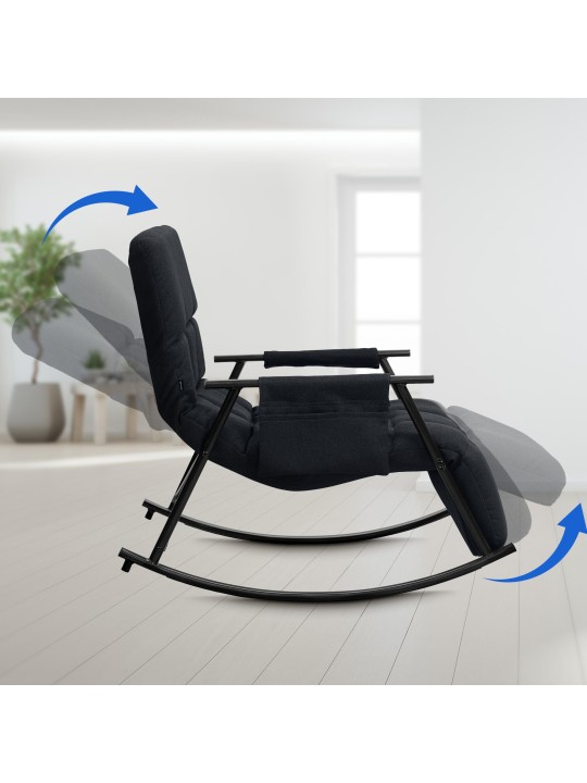 Fauteuil à bascule Cathy tissu, noir