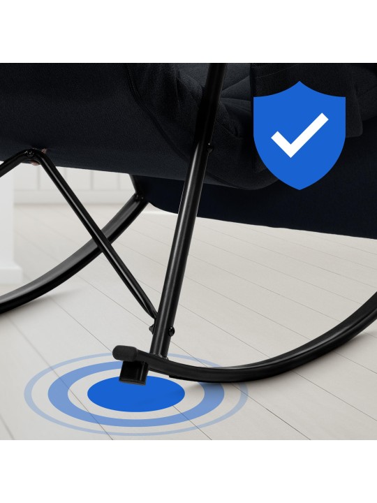 Fauteuil à bascule Cathy tissu, noir