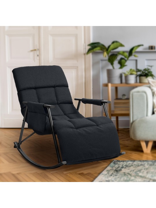 Fauteuil à bascule Cathy tissu, noir