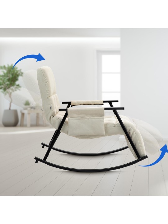 Fauteuil à bascule Cathy tissu, crème