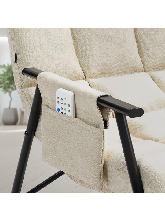 Fauteuil à bascule Cathy tissu, crème