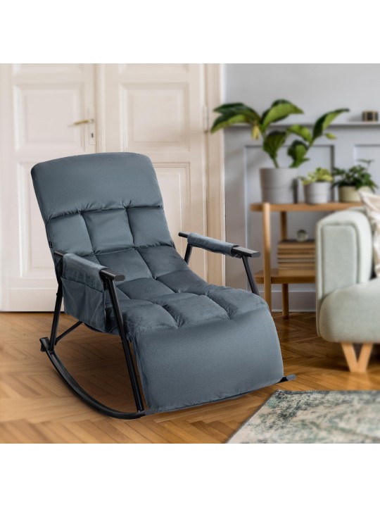 Rocking chair Cathy velours, gris foncé