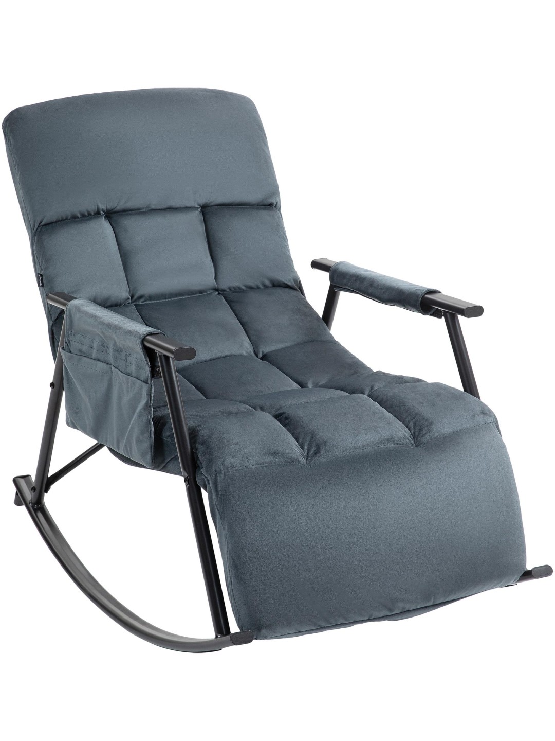 Rocking chair Cathy velours, gris foncé