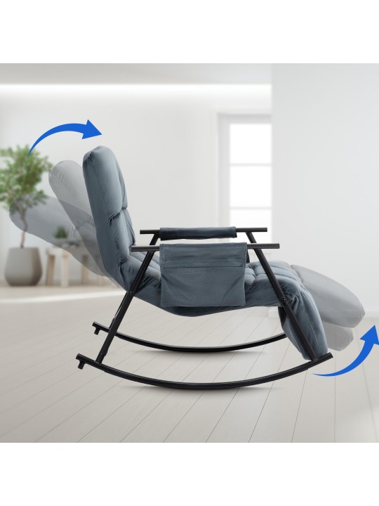 Rocking chair Cathy velours, gris foncé