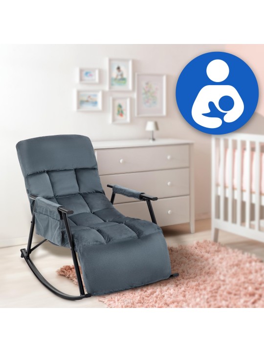 Rocking chair Cathy velours, gris foncé