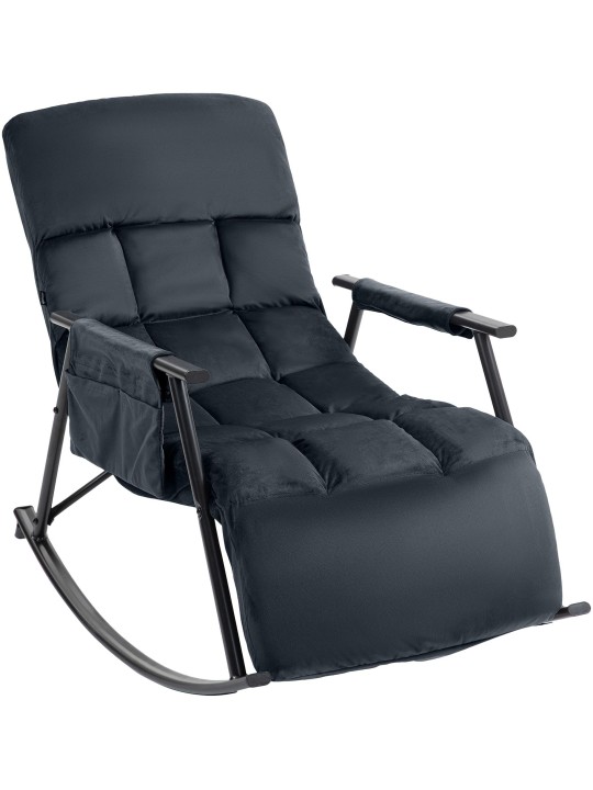 Rocking chair Cathy velours, noir