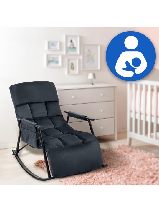 Rocking chair Cathy velours, noir