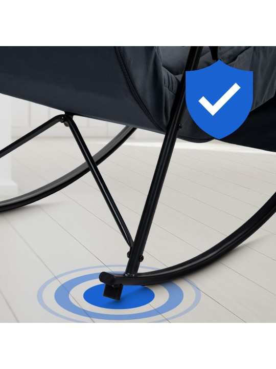 Rocking chair Cathy velours, noir