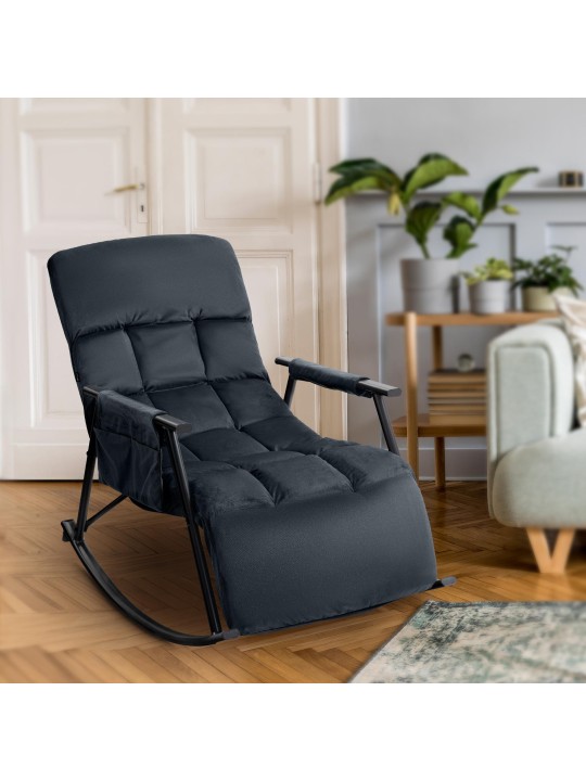 Rocking chair Cathy velours, noir