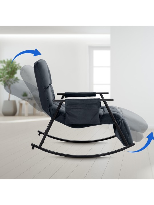 Rocking chair Cathy velours, noir