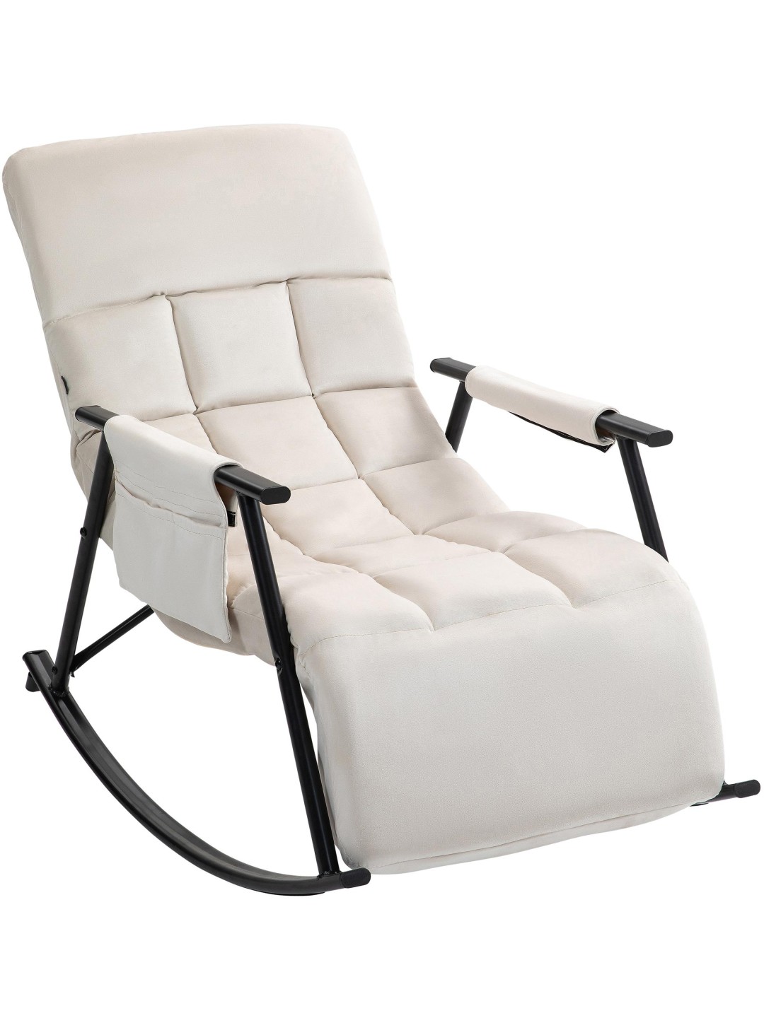 Rocking chair Cathy velours, crème