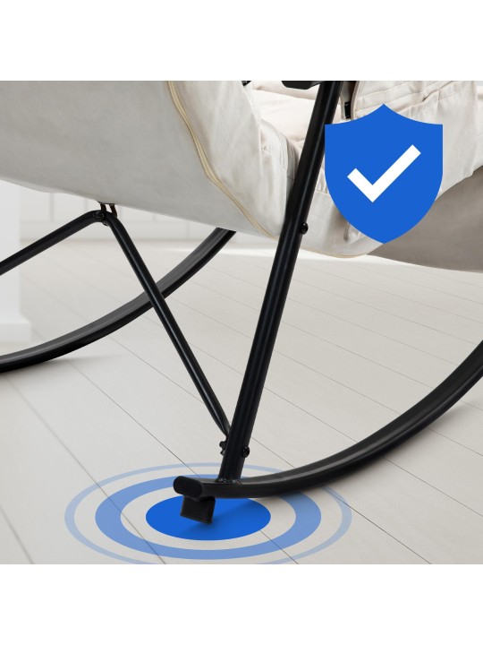 Rocking chair Cathy velours, crème