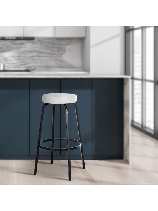 Tabouret de bar Kamari simili cuir, blanc