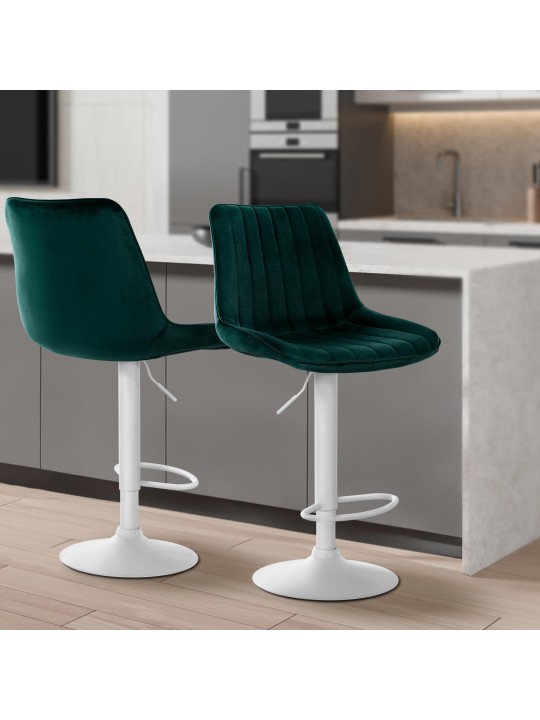 Tabouret de bar Toni velours, vert
