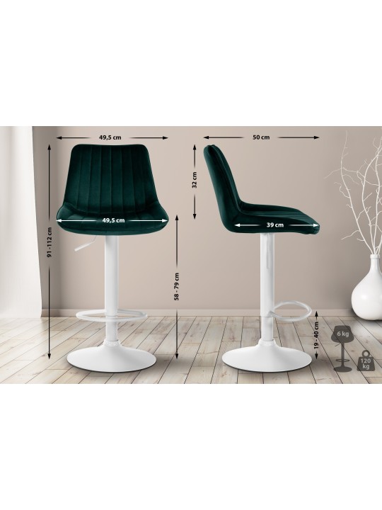 Tabouret de bar Toni velours, vert