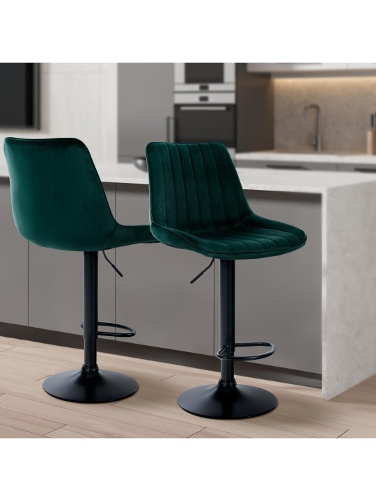 Tabouret de bar Toni velours, vert