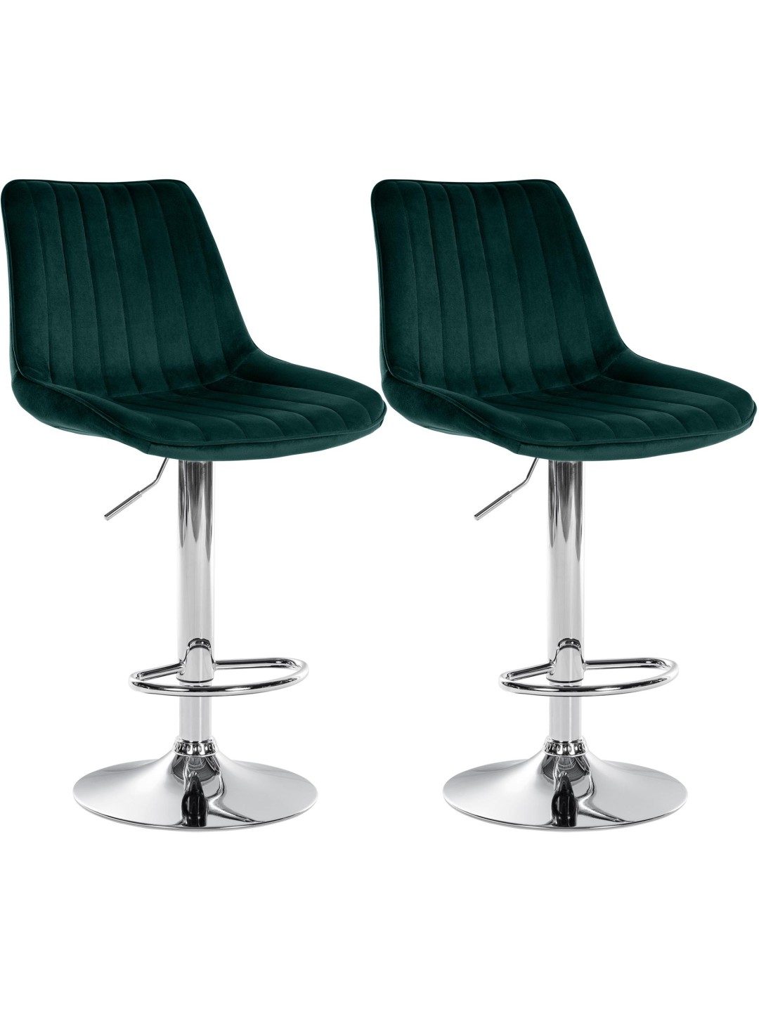 Lot de 2 tabourets de bar Toni velours chrome, vert