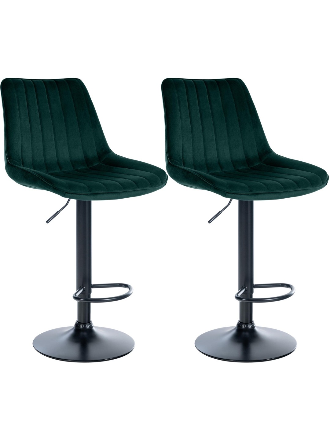 Lot de 2 tabourets de bar Toni velours, vert