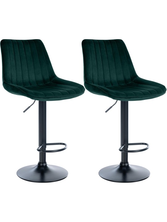 Lot de 2 tabourets de bar Toni velours, vert