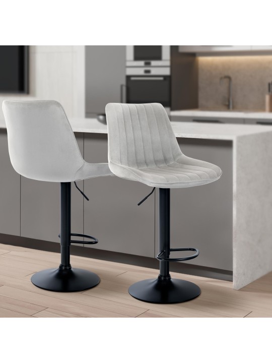 Tabouret de bar Toni velours, gris Tabouret de bar Toni velours, gris
