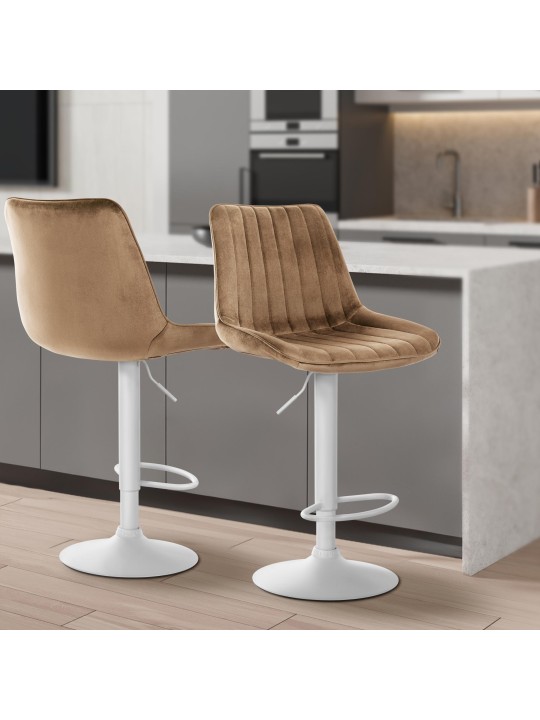Tabouret de bar Toni velours, brun