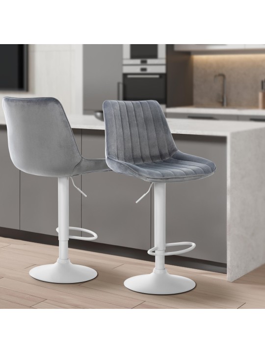 Tabouret de bar Toni velours, gris foncé