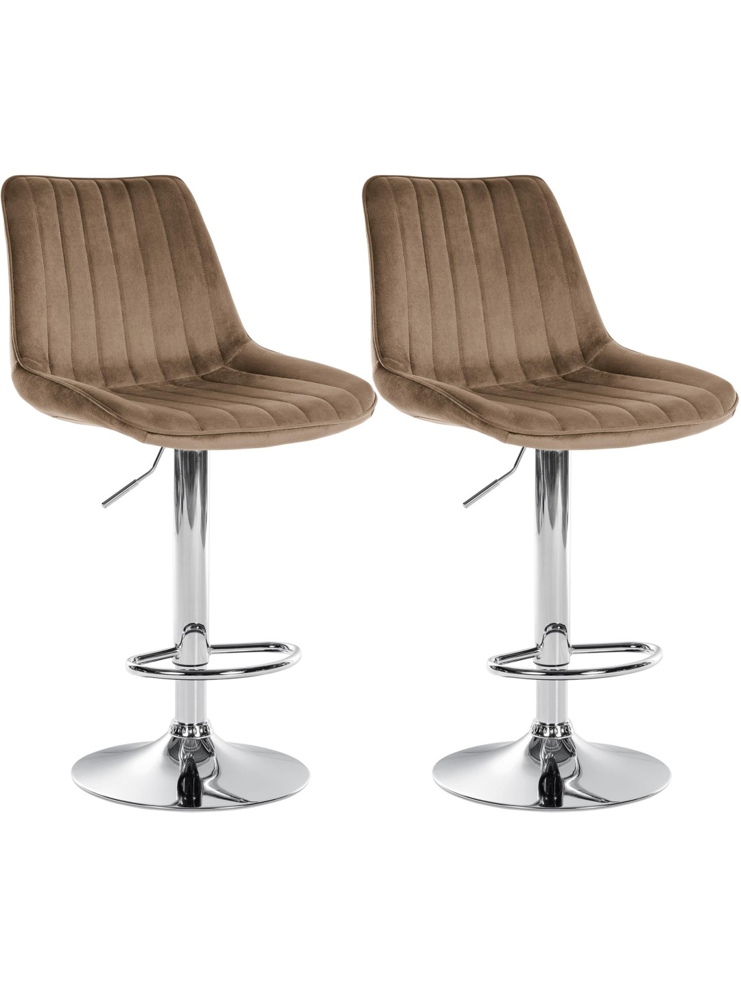 Lot de 2 tabourets de bar Toni velours chrome, brun