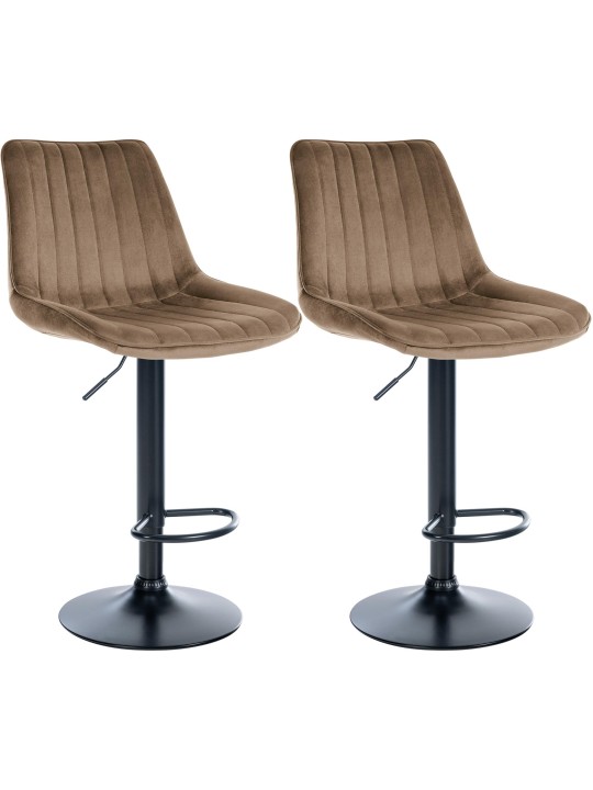 Lot de 2 tabourets de bar Toni velours, brun