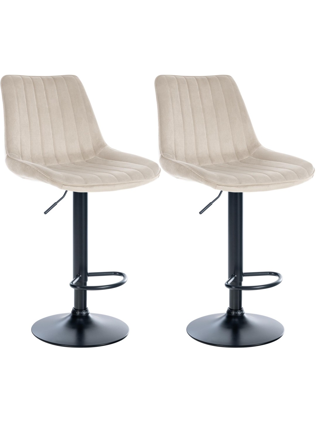 Lot de 2 tabourets de bar Toni velours, crème