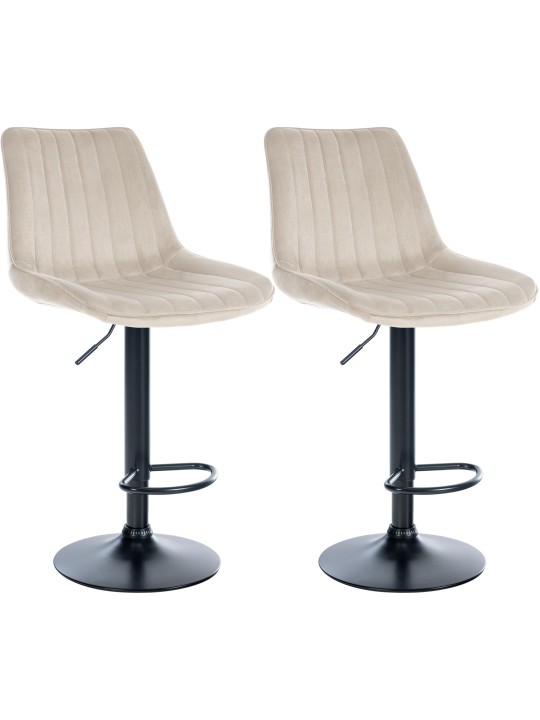Lot de 2 tabourets de bar Toni velours, crème