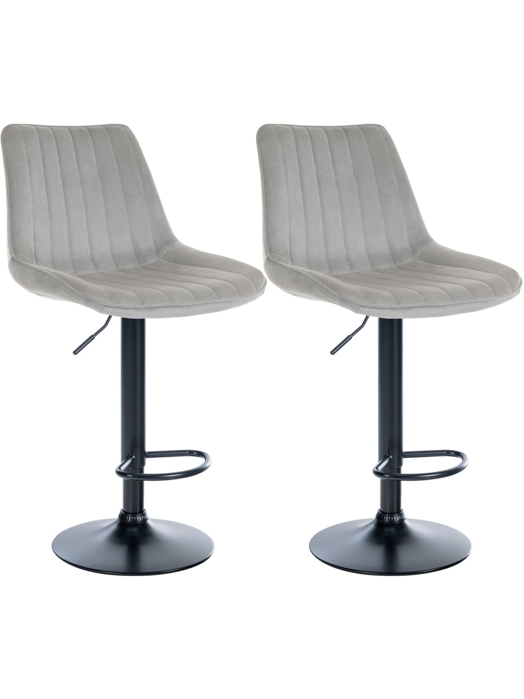Lot de 2 tabourets de bar Toni velours, gris