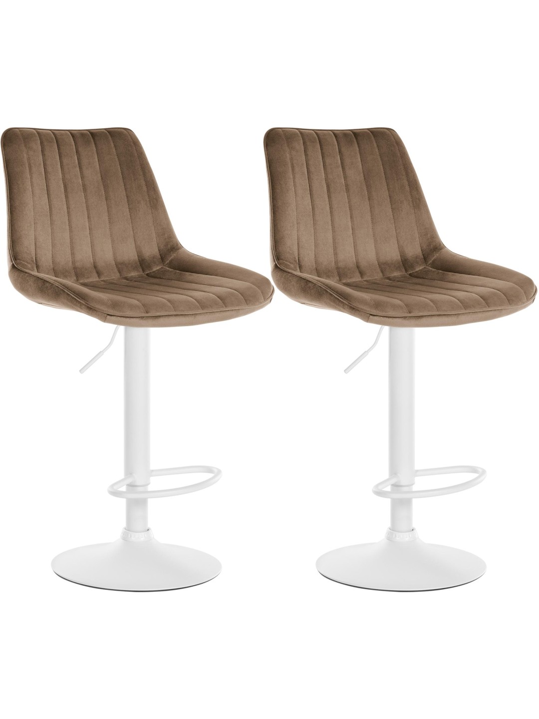 Lot de 2 tabourets de bar Toni velours, brun