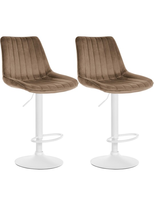 Lot de 2 tabourets de bar Toni velours, brun