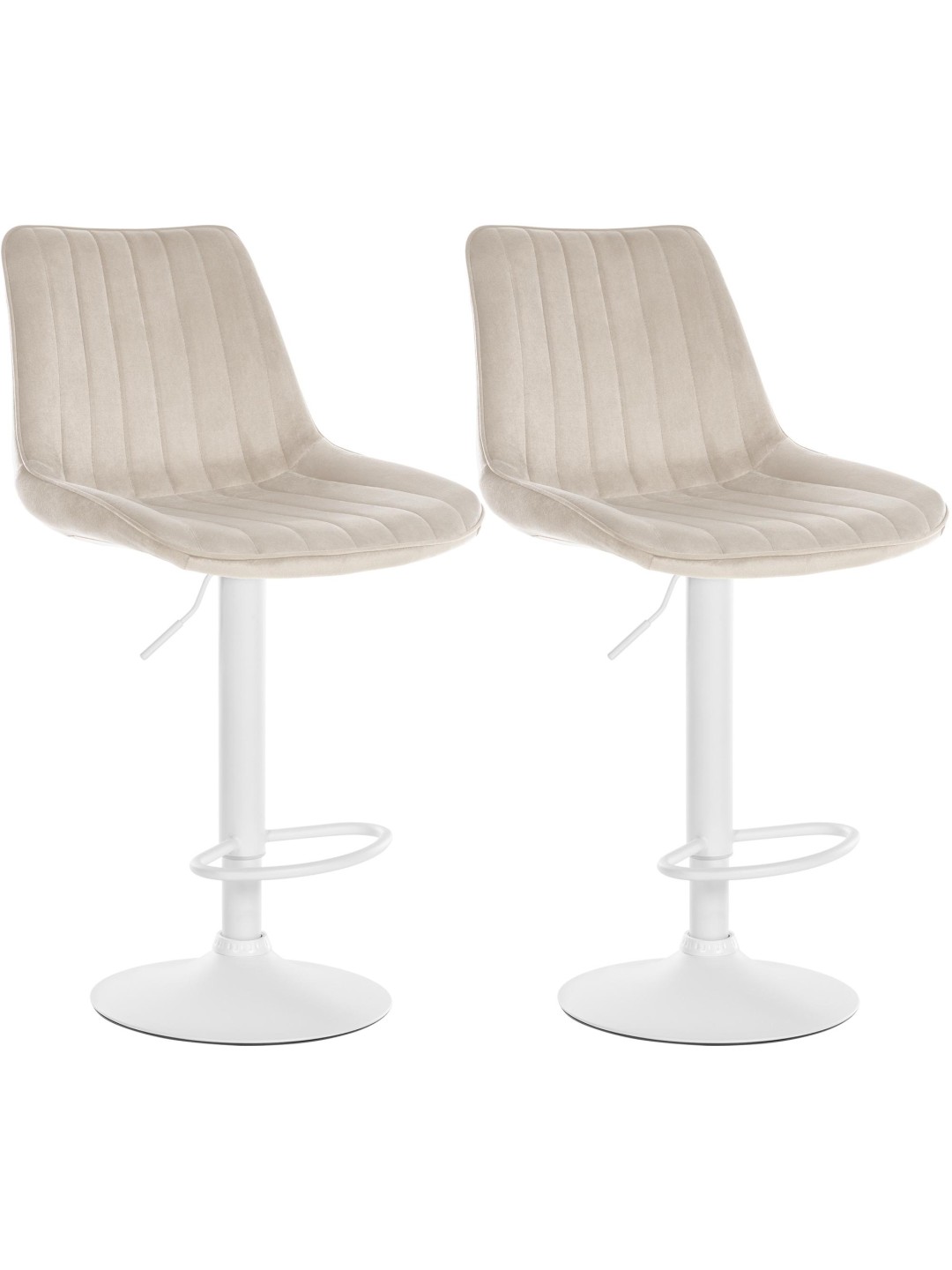 Lot de 2 tabourets de bar Toni velours, crème