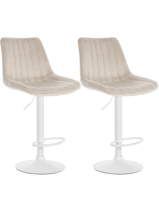 Lot de 2 tabourets de bar Toni velours, crème