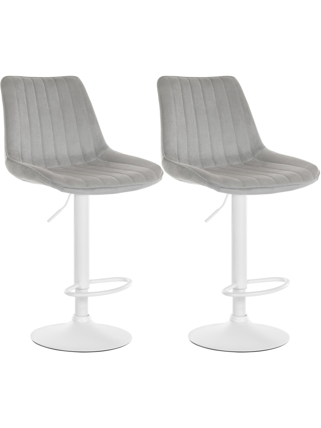 Lot de 2 tabourets de bar Toni velours, gris