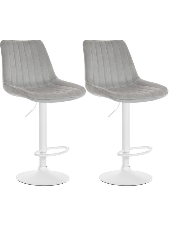 Lot de 2 tabourets de bar Toni velours, gris