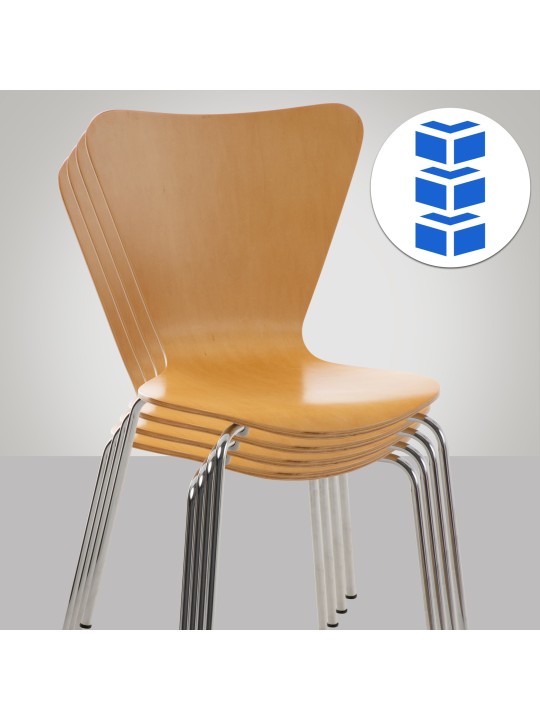 Lot de 4 chaises visiteurs Calisto, naturel