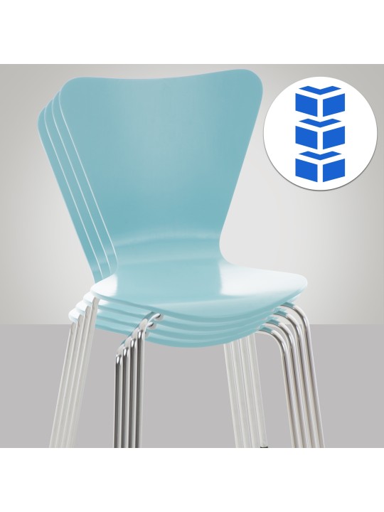 Lot de 4 chaises visiteurs Calisto, bleu clair