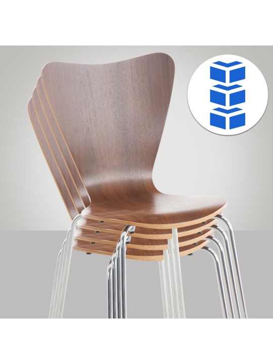 Lot de 4 chaises visiteurs Calisto, noyer Lot de 4 chaises visiteurs Calisto, noyer