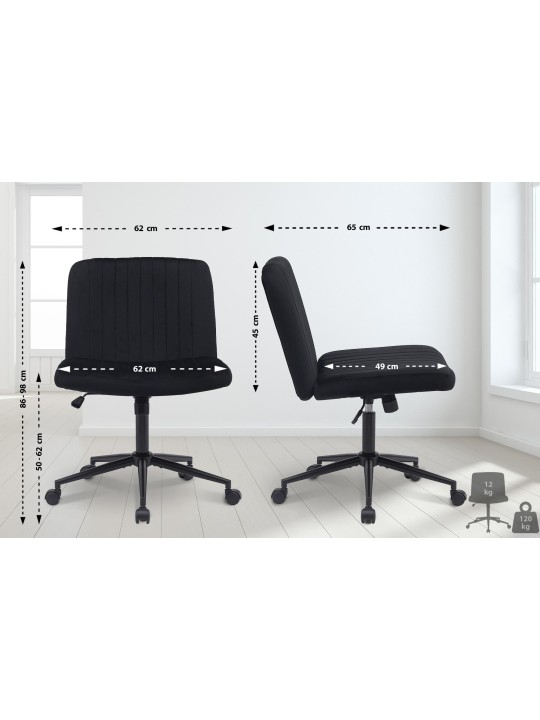 Chaise de bureau Kingman velours, noir Chaise de bureau Kingman velours, noir