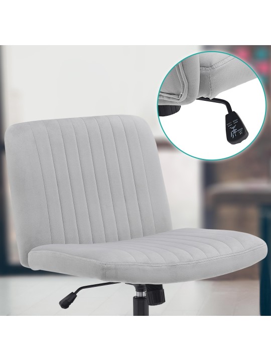 Chaise de bureau Kingman velours, gris clair