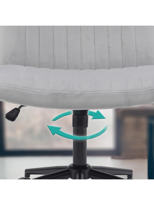 Chaise de bureau Kingman velours, gris clair