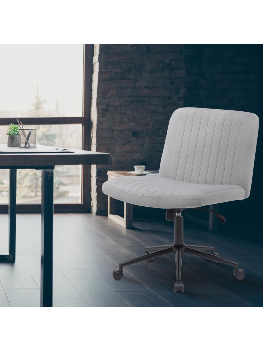 Chaise de bureau Kingman velours, gris clair