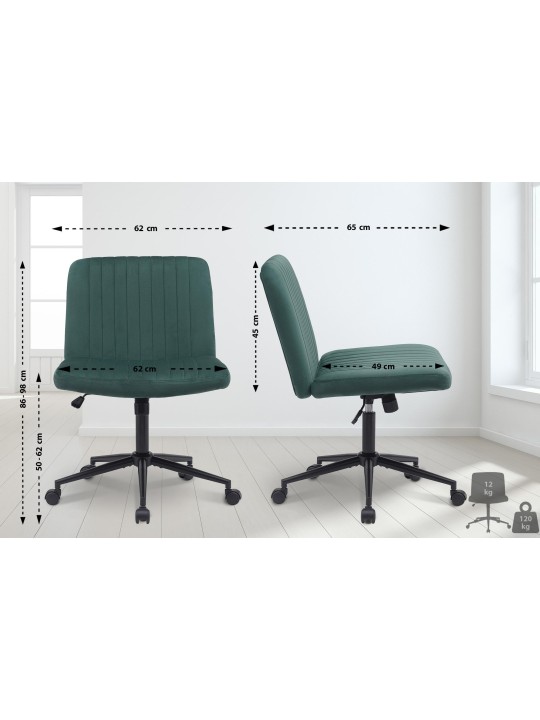 Chaise de bureau Kingman velours, vert