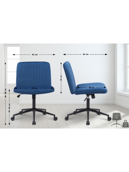 Chaise de bureau Kingman velours, bleu